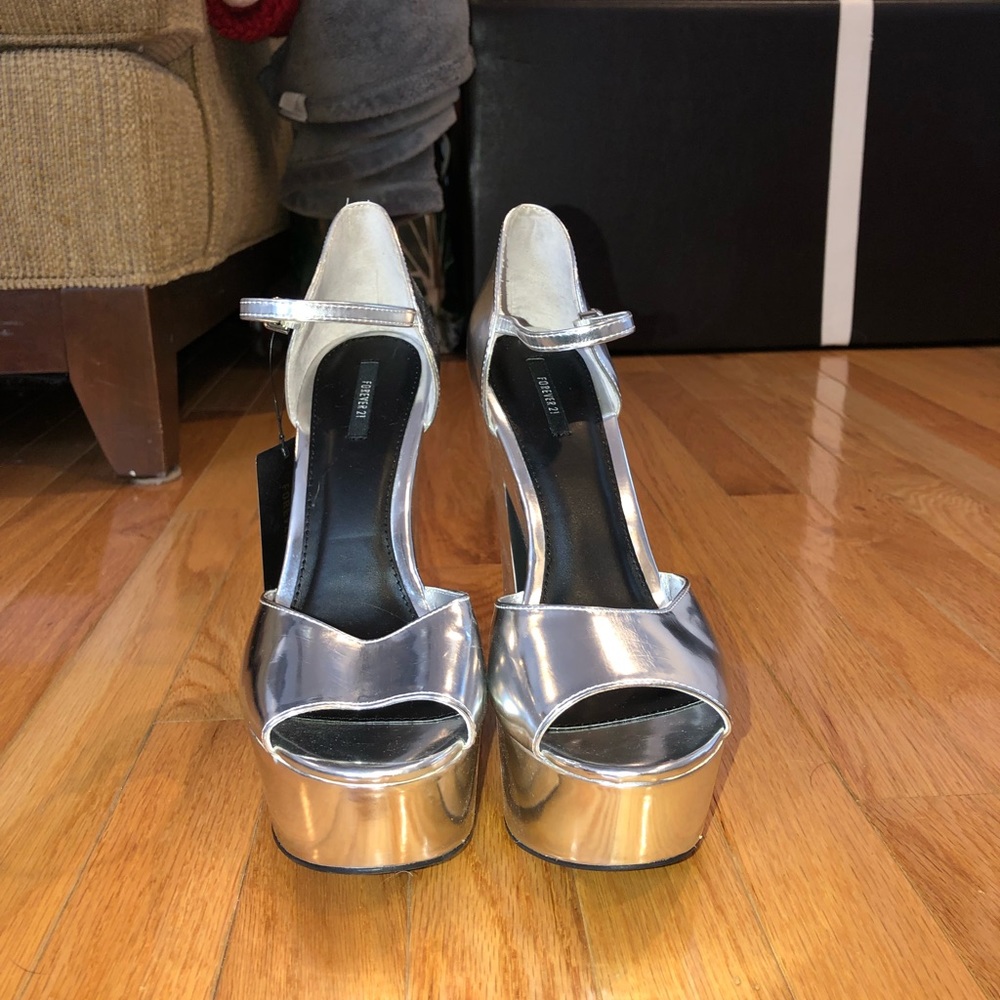 Silver High Chunky Heels
